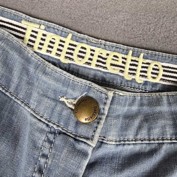 Tintoretto Pants Womens‎ 34 Blue Straight Leg Cotton Trousers Casual Made Turkey - Picture 4 of 16